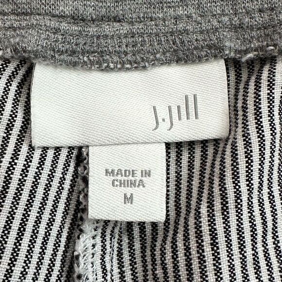 J. Jill Linen Blend White Gray Striped Pull On Pants - Picture 9 of 12